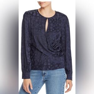 NWT Parker Blouse - rich navy w tone-on-tone leopard spot print